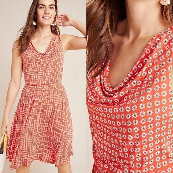 Anthropologie Maeve size XS dress Tangerine Brianne Cowl Neck - Picture 1 of 6